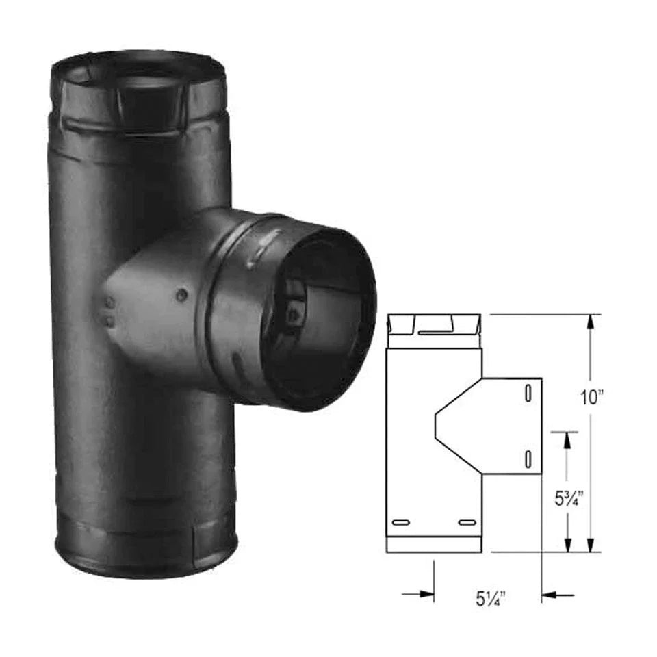 PelletVent Pro 4" - Single Tee w/Clean-Out Tee Cap (Black)